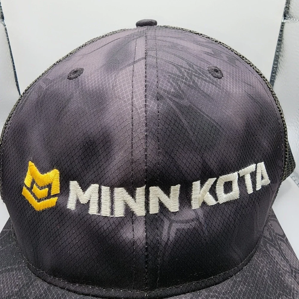 Minn Kota Richardson 112P‎ Trucker Hat Mens Black Camo Mesh Snapback Fishing Cap